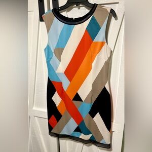 Tahari Colorful Geometric Mod Dress